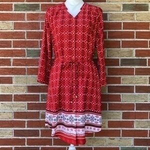 41 Hawthorn Cristen Buttondown Red White Multicolor Mini Shirt Dress 👗
